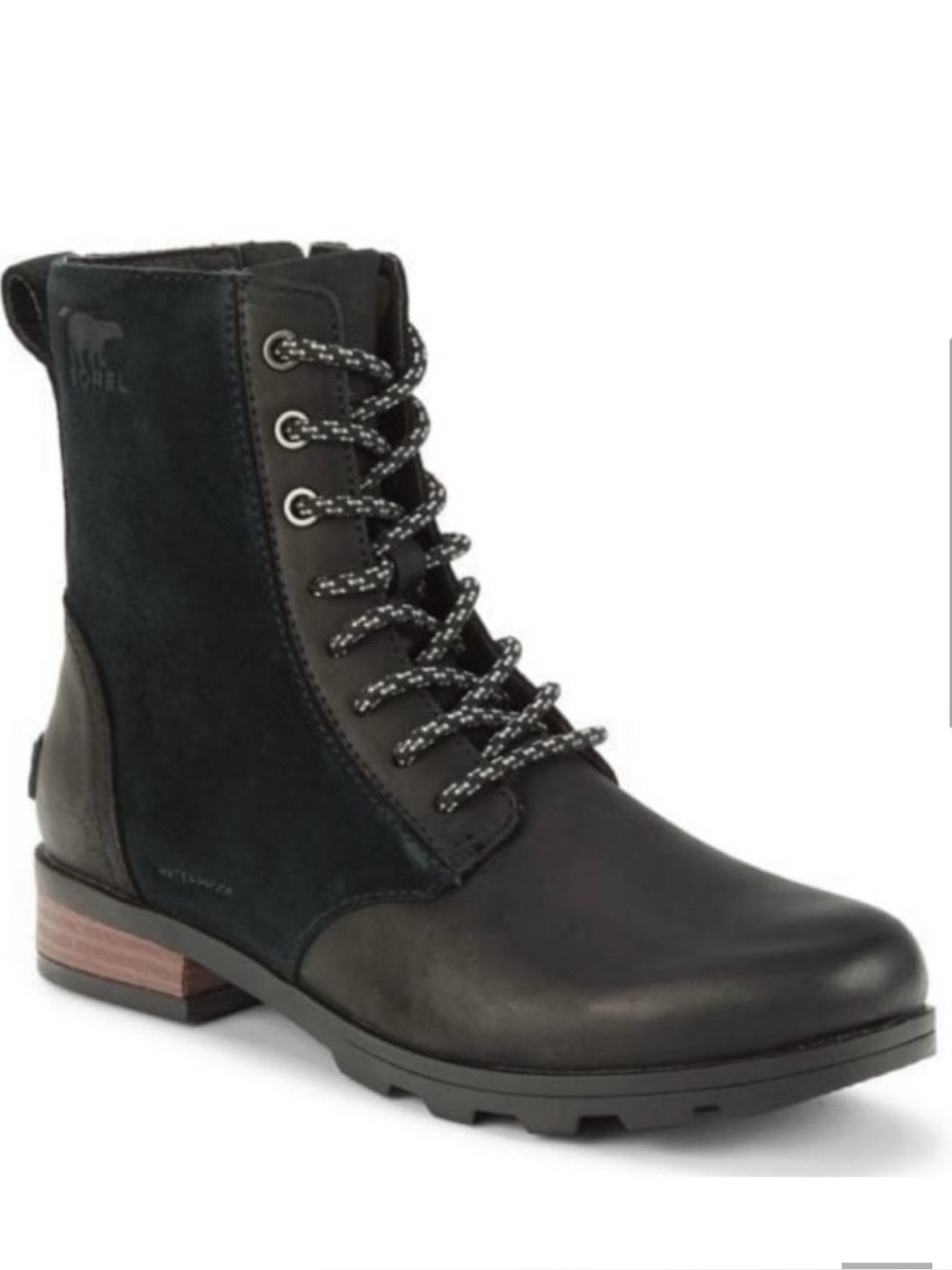 Sorel Emilie Black Lace Up Combat Boots Outdoors Winter